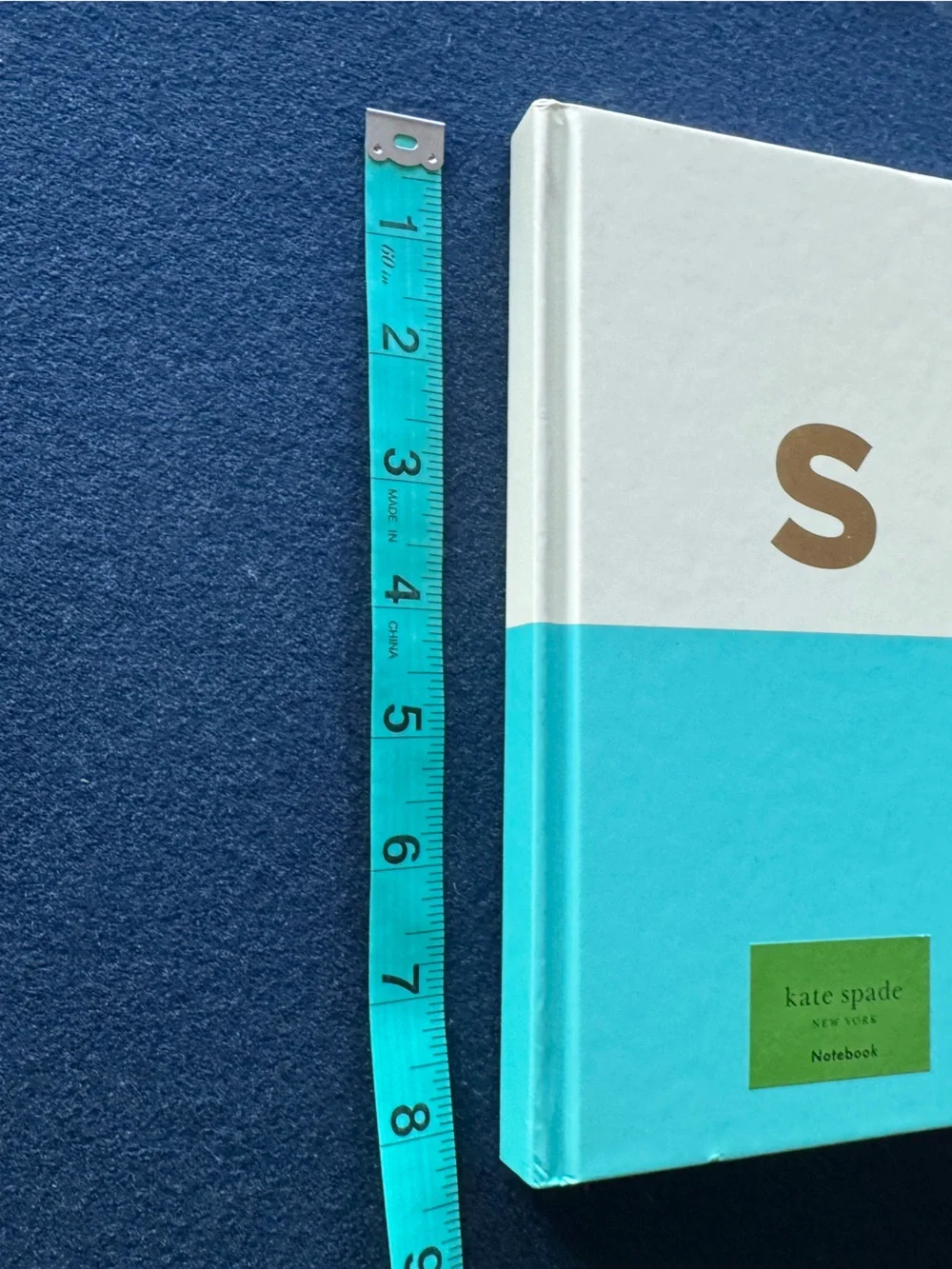 kate spade ♠️ teal & cream lined notebook w/coordinating ribbon place marker